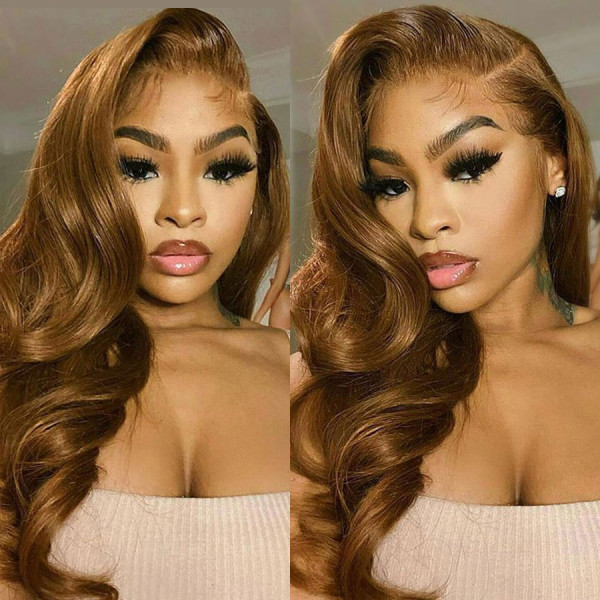 13x4 Lace Front Wigs Chestnut Brown Color Body Wave Brazilian Virgin Human Hair Wigs Pre Plucked Hairline With Baby Hair (CLFW028)
