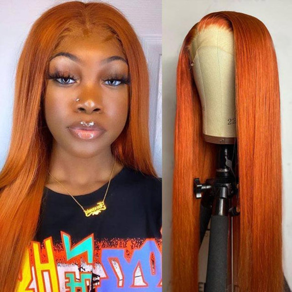 13x4 Lace Front Wigs Ginger Color Body Wave Brazilian Virgin Human Hair Wigs Pre Plucked Hairline With Baby Hair (CLFW029)