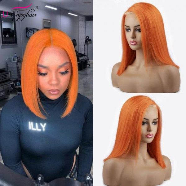 13X4 Lace Front Wigs Colorful Straight Bob Style Brazilian Virgin Human Hair Wigs Pre Plucked Hairline With Baby Hair (CLFW040)