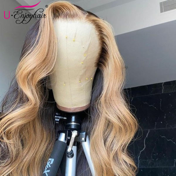 13x4 Lace Front Wigs Hot Highlight Color Body Wave Brazilian Virgin Human Hair Wigs Pre Plucked Hairline With Baby Hair (CLFW037)