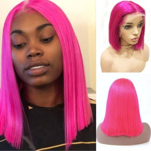 13X4 Lace Front Wigs Colorful Straight Bob Style Brazilian Virgin Human Hair Wigs Pre Plucked Hairline With Baby Hair (CLFW040)