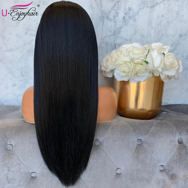 13x4 Lace Front Wigs Natural Color Straight Brazilian Virgin Human Hair Wigs Pre Plucked Hairline With Baby Hair (LFW028)