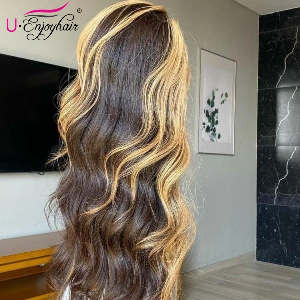 13x4 Lace Front Wigs Hot Highlight Color Body Wave Brazilian Virgin Human Hair Wigs Pre Plucked Hairline With Baby Hair (CLFW037)