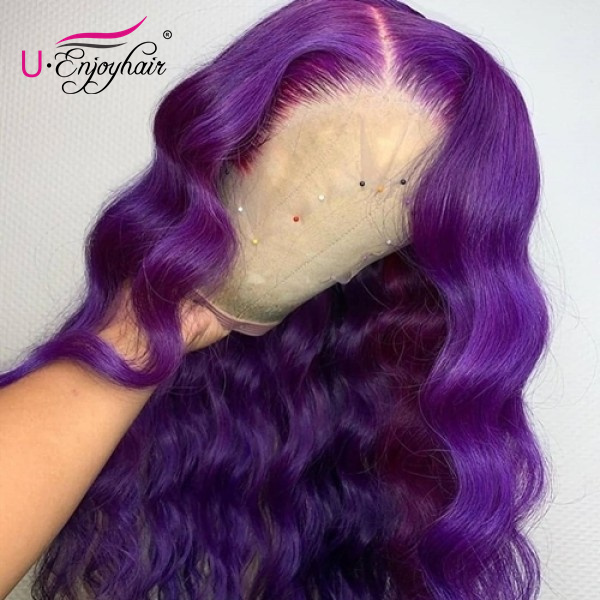 13x4 Lace Front Wigs Purple Color Body Wave Brazilian Virgin Human Hair Wigs Pre Plucked Hairline With Baby Hair (CLFW039)