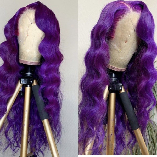 13x4 Lace Front Wigs Purple Color Body Wave Brazilian Virgin Human Hair Wigs Pre Plucked Hairline With Baby Hair (CLFW039)