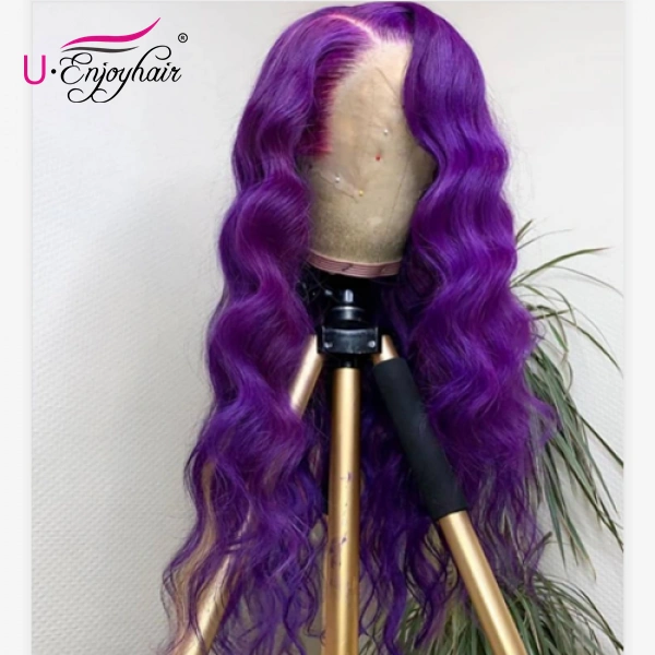 13x4 Lace Front Wigs Purple Color Body Wave Brazilian Virgin Human Hair Wigs Pre Plucked Hairline With Baby Hair (CLFW039)