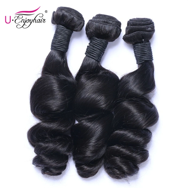 U Enjoy Hair Loose Wave Natural Color 3 Bundles Deals 100% Unprocessed Virgin Human Hair Bundles (HB006)