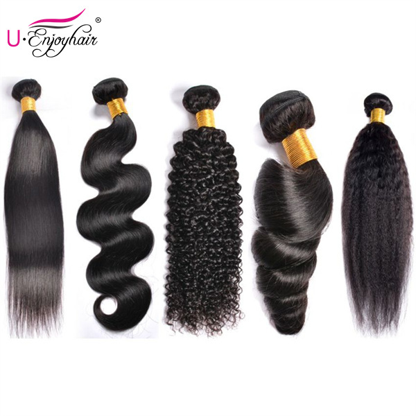 U Enjoy Hair Kinky Straight Natural Color 3 Bundles Deals 100% Unprocessed Virgin Human Hair Bundles (HB010)
