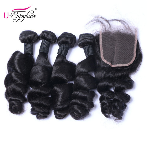 U Enjoy Hair Loose Wave Natural Color 3 Bundles Deals 100% Unprocessed Virgin Human Hair Bundles (HB006)
