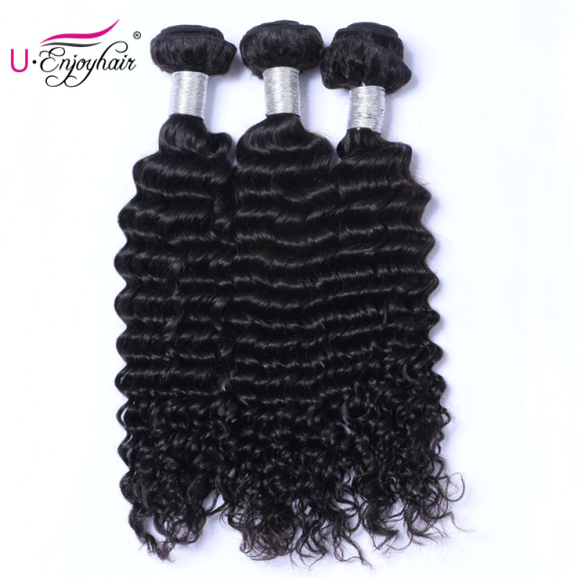 U Enjoy Hair Deep Wave Natural Color 3 Bundles Deals 100% Unprocessed Virgin Human Hair Bundles (HB003)