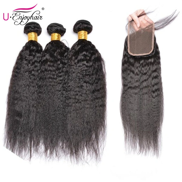 U Enjoy Hair Kinky Straight Natural Color 3 Bundles Deals 100% Unprocessed Virgin Human Hair Bundles (HB010)