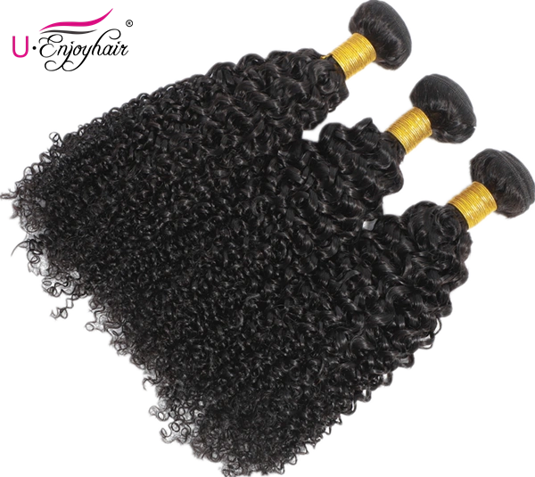 U Enjoy Hair Jerry Curl Natural Color 3 Bundles Deals 100% Unprocessed Virgin Human Hair Bundles (HB008)