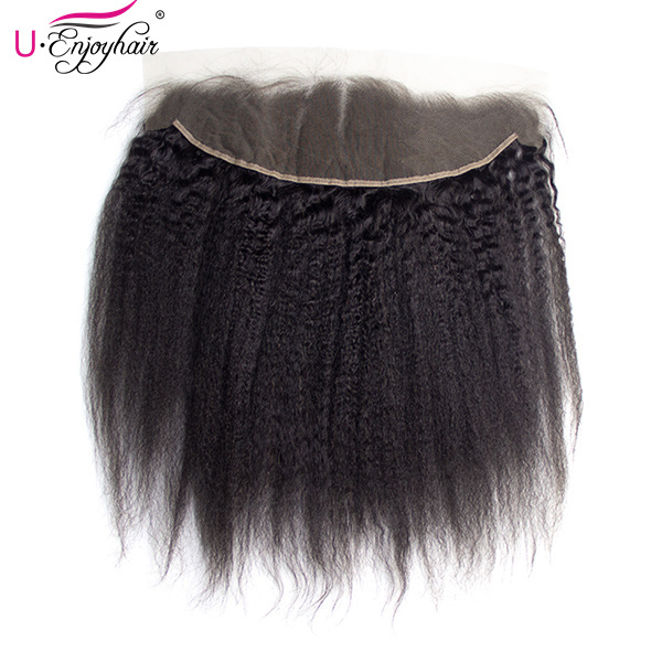 U Enjoy Hair Brazilian Virgin 100% Human Hair Kinky Straight Natural Color 13x4Inch Lace Frontal Closure With Baby Hair(LF009)