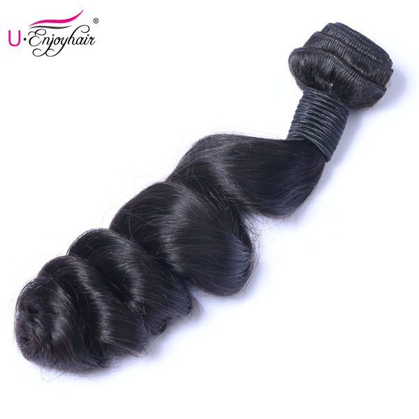 U Enjoy Hair Loose Wave Natural Color 1 Bundles Deals 100% Unprocessed Virgin Human Hair Bundles (HB016)