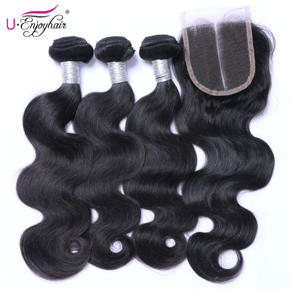 U Enjoy Hair Body Wave Natural Color 1 Bundles Deals 100% Unprocessed Virgin Human Hair Bundles (HB012)