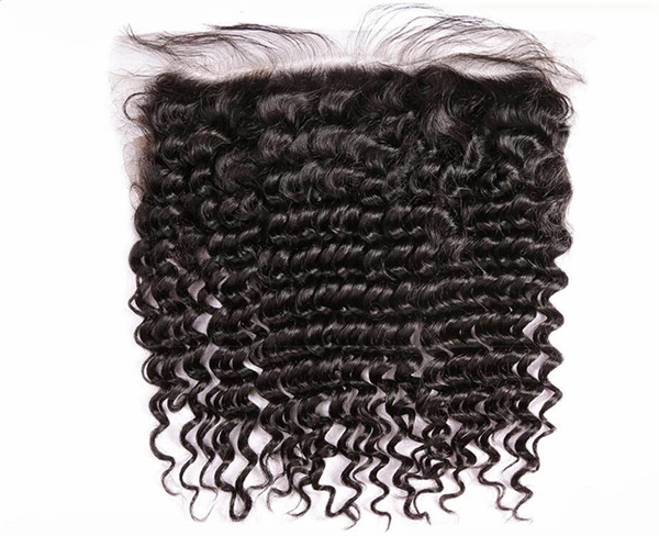 U Enjoy Hair Brazilian Virgin 100% Human Hair Deep Curl Natural Color 13x4Inch Lace Frontal Closure With Baby Hair(LF007)