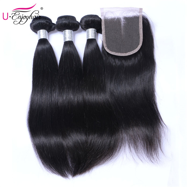 U Enjoy Hair Straight Natural Color 1 Bundles Deals 100% Unprocessed Virgin Human Hair Bundles (HB011)