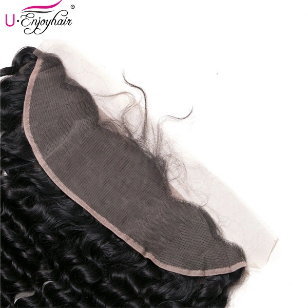 U Enjoy Hair Brazilian Virgin 100% Human Hair Deep Wave Natural Color 13x4Inch Lace Frontal Closure With Baby Hair(LF003)