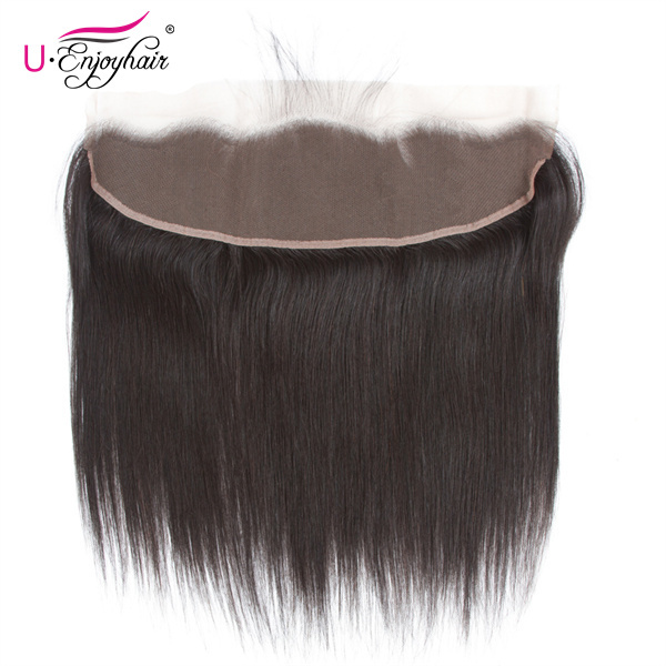 U Enjoy Hair Brazilian Virgin 100% Human Hair Straight Natural Color 13x4Inch Lace Frontal Closure With Baby Hair(LF001)