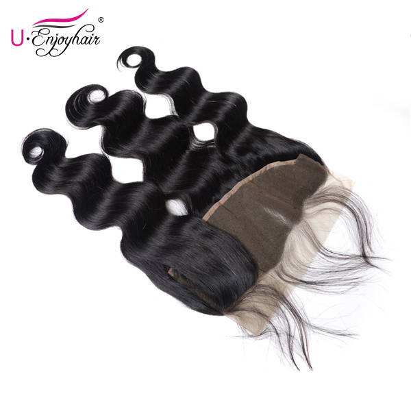 U Enjoy Hair Brazilian Virgin 100% Human Hair Body Wave Natural Color 13x4Inch Lace Frontal Closure With Baby Hair(LF002)