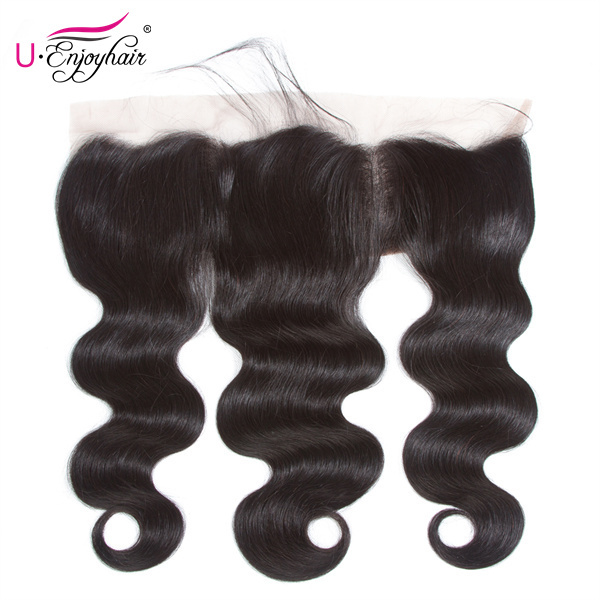 U Enjoy Hair Brazilian Virgin 100% Human Hair Body Wave Natural Color 13x4Inch Lace Frontal Closure With Baby Hair(LF002)