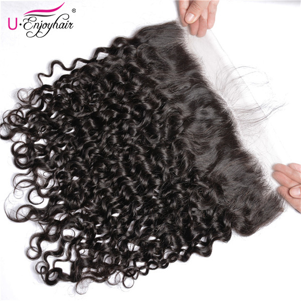 U Enjoy Hair Brazilian Virgin 100% Human Hair Water Wave Natural Color 13x4Inch Lace Frontal Closure With Baby Hair(LF005)