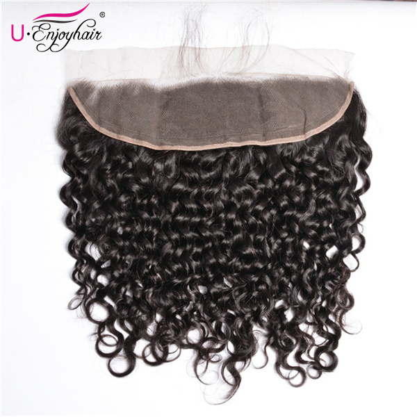 U Enjoy Hair Brazilian Virgin 100% Human Hair Water Wave Natural Color 13x4Inch Lace Frontal Closure With Baby Hair(LF005)