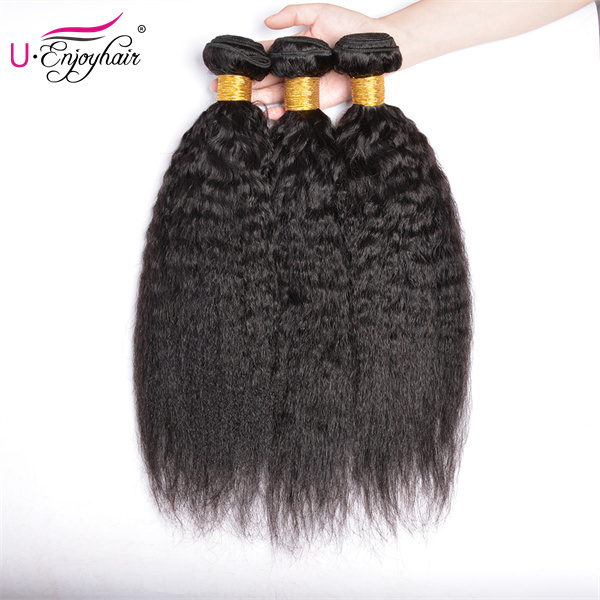 U Enjoy Hair Kinky Straight Natural Color 1 Bundles Deals 100% Unprocessed Virgin Human Hair Bundles (HB019)