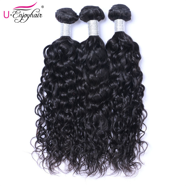U Enjoy Hair Water Wave Natural Color 1 Bundles Deals 100% Unprocessed Virgin Human Hair Bundles (HB014)