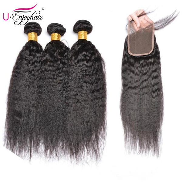 U Enjoy Hair Kinky Straight Natural Color 1 Bundles Deals 100% Unprocessed Virgin Human Hair Bundles (HB019)