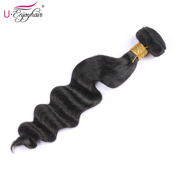 U Enjoy Hair Loose Curl Natural Color 1 Bundles Deals 100% Unprocessed Virgin Human Hair Bundles (HB017)