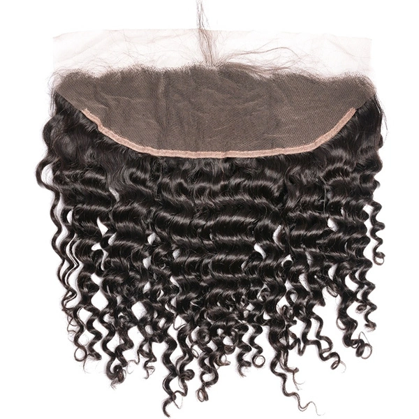 U Enjoy Hair Brazilian Virgin 100% Human Hair Deep Curl Natural Color 13x4Inch Lace Frontal Closure With Baby Hair(LF007)