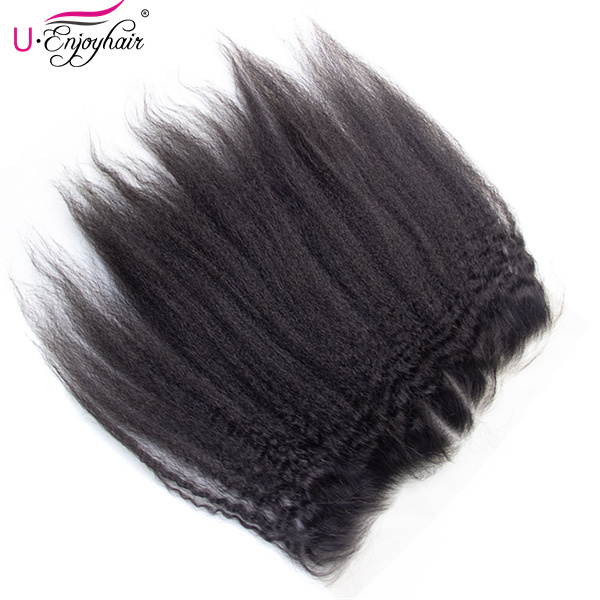 U Enjoy Hair Brazilian Virgin 100% Human Hair Kinky Straight Natural Color 13x4Inch Lace Frontal Closure With Baby Hair(LF009)