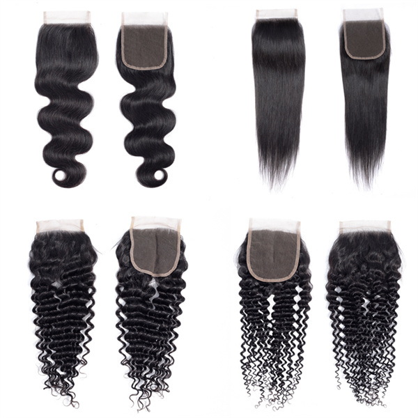 U Enjoy Hair Brazilian Virgin 100% Human Hair Deep Wave Natural Color 4x4Inch Lace Closure With Baby Hair(LC003)