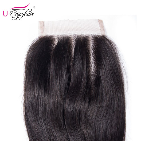 U Enjoy Hair Brazilian Virgin 100% Human Hair Straight Natural Color 4x4Inch Lace Closure With Baby Hair(LC001)