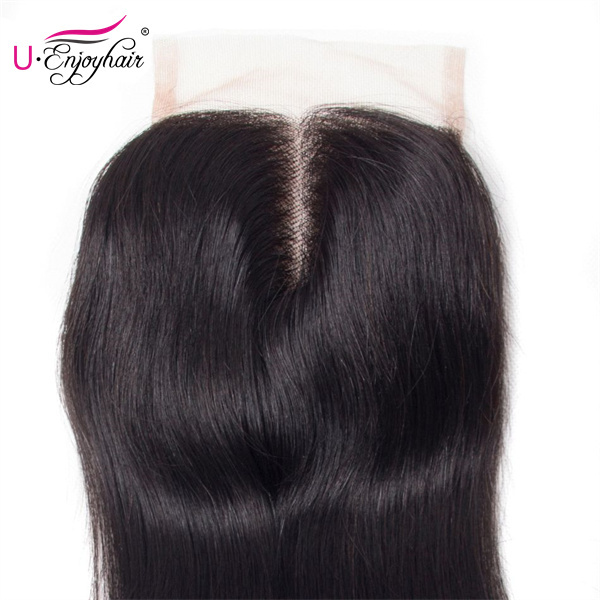 U Enjoy Hair Brazilian Virgin 100% Human Hair Straight Natural Color 4x4Inch Lace Closure With Baby Hair(LC001)