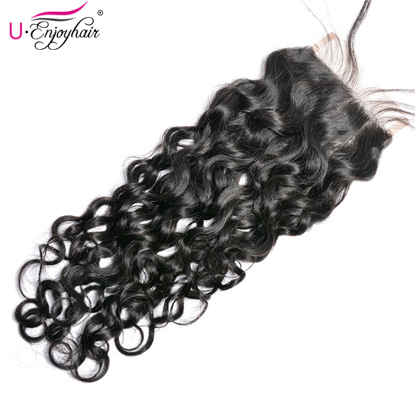 U Enjoy Hair Brazilian Virgin 100% Human Hair Natural Wave Natural Color 4x4Inch Lace Closure With Baby Hair(LC009)