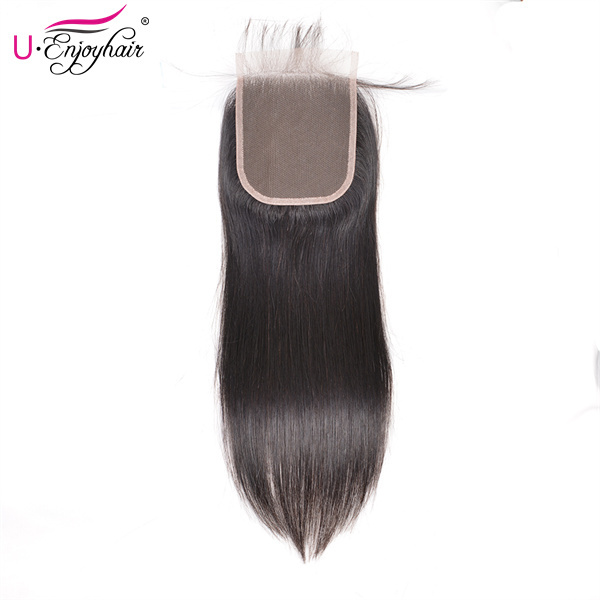 U Enjoy Hair Brazilian Virgin 100% Human Hair Straight Natural Color 4x4Inch Lace Closure With Baby Hair(LC001)