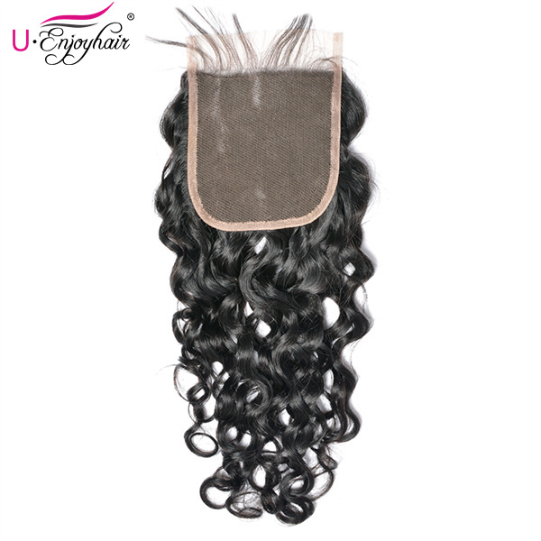 U Enjoy Hair Brazilian Virgin 100% Human Hair Natural Wave Natural Color 4x4Inch Lace Closure With Baby Hair(LC009)