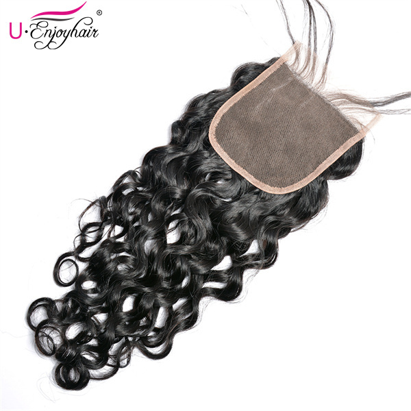 U Enjoy Hair Brazilian Virgin 100% Human Hair Natural Wave Natural Color 4x4Inch Lace Closure With Baby Hair(LC009)