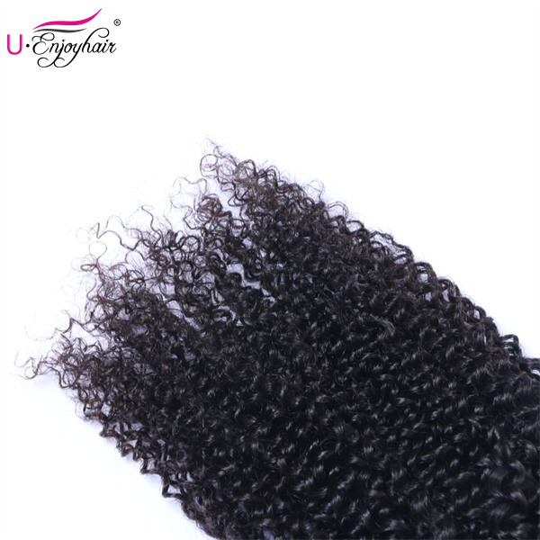 U Enjoy Hair Virgin 100% Human Hair Natural Color Kinky Curly 3 Hair Bundles With 4x4Inch Lace Closure(BLC007)