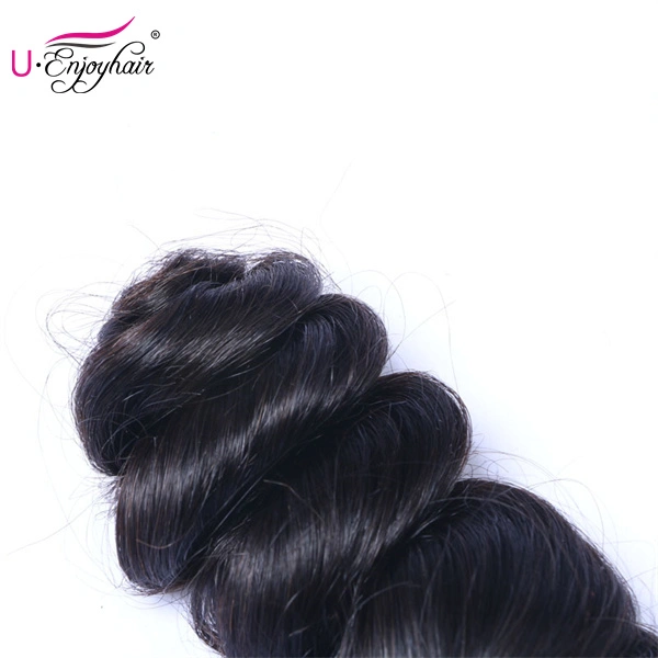 U Enjoy Hair Virgin 100% Human Hair Natural Color Loose Wave 3 Hair Bundles With 4x4Inch Lace Closure(BLC004)