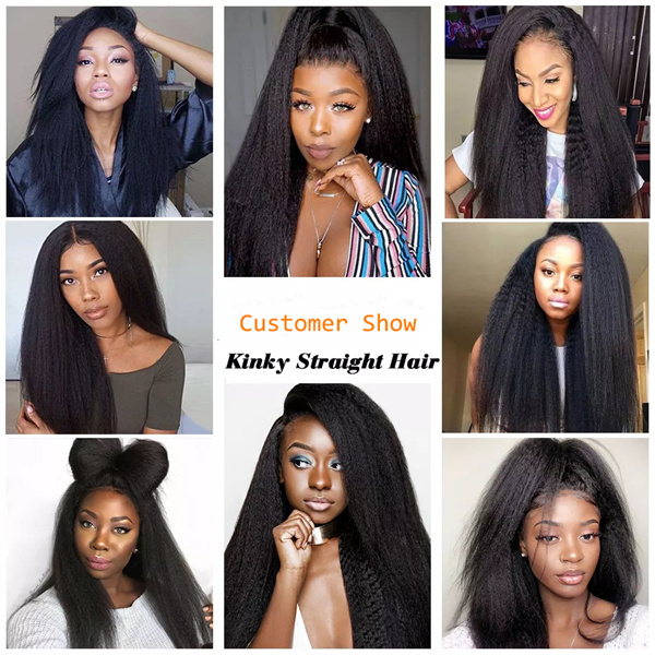 U Enjoy Hair Virgin 100% Human Hair Natural Color Kinky Straight 3 Hair Bundles With 4x4Inch Lace Closure(BLC008)