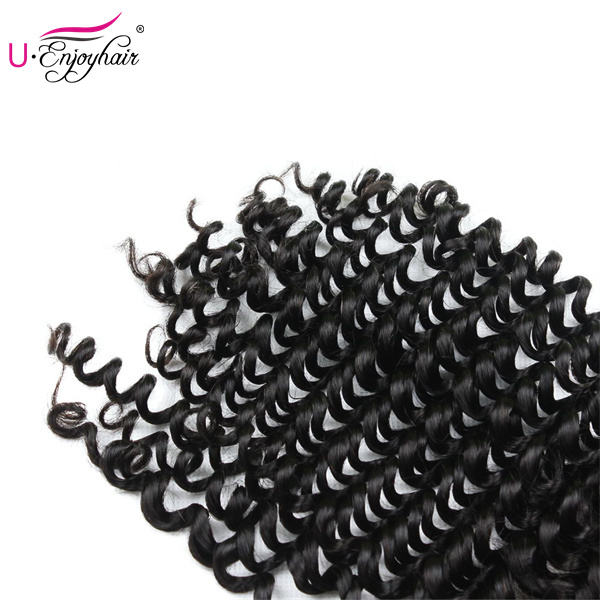 U Enjoy Hair Brazilian Virgin 100% Human Hair Afro Kinky Curly Natural Color 4x4Inch Lace Closure With Baby Hair(LC009)