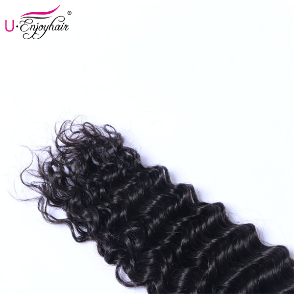 U Enjoy Hair Virgin 100% Human Hair Natural Color Deep Wave 3 Hair Bundles With 4x4Inch Lace Closure(BLC003)