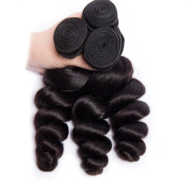 U Enjoy Hair Virgin 100% Human Hair Natural Color Loose Wave 3 Hair Bundles With 4x4Inch Lace Closure(BLC004)