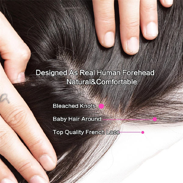 U Enjoy Hair Virgin 100% Human Hair Natural Color Body Wave 3 Hair Bundles With 13x4Inch Lace Frontal (BLF002)