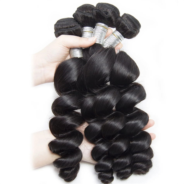 U Enjoy Hair Virgin 100% Human Hair Natural Color Loose Wave 3 Hair Bundles With 13x4Inch Lace Frontal (BLF004)