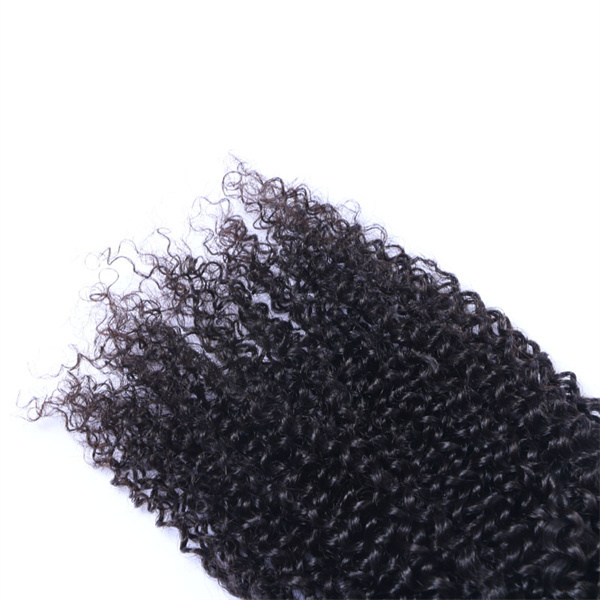U Enjoy Hair Virgin 100% Human Hair Natural Color Kinky Curly 3 Hair Bundles With 13x4Inch Lace Frontal (BLF006)