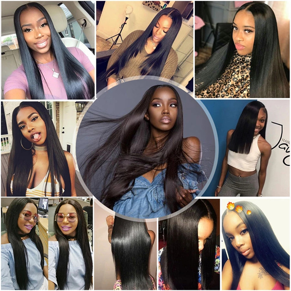 U Enjoy Hair Virgin 100% Human Hair Natural Color Straight 3 Hair Bundles With 13x4Inch Lace Frontal (BLF001)